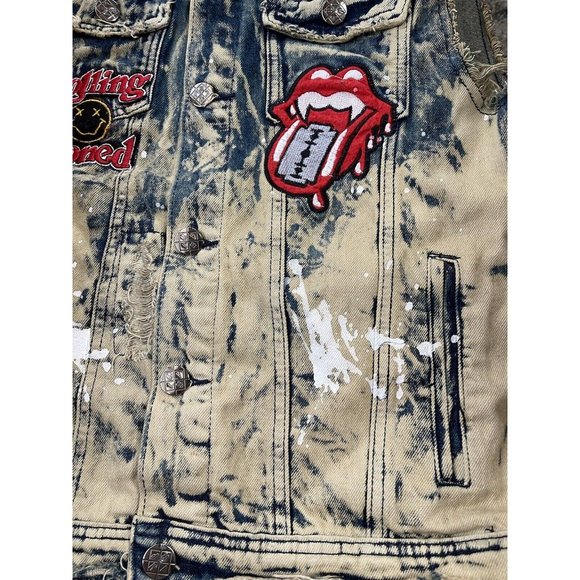 Preowned IMPERIOUS Original Apparel Mens Size M Distressed/Acid Wash Rocker Vest - Picture 4 of 9